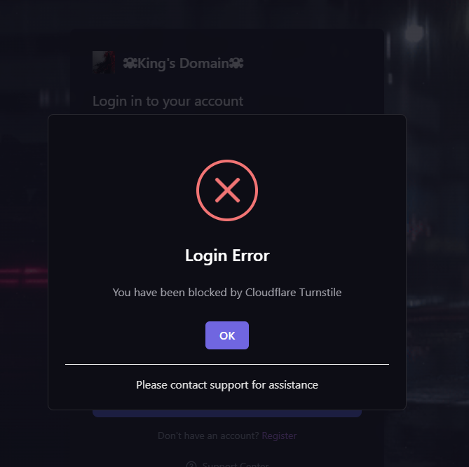 Cloudflare Turnstile Error